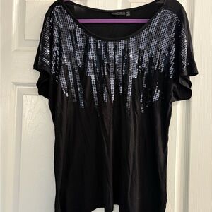 Apt. 9 Black Sequin Top